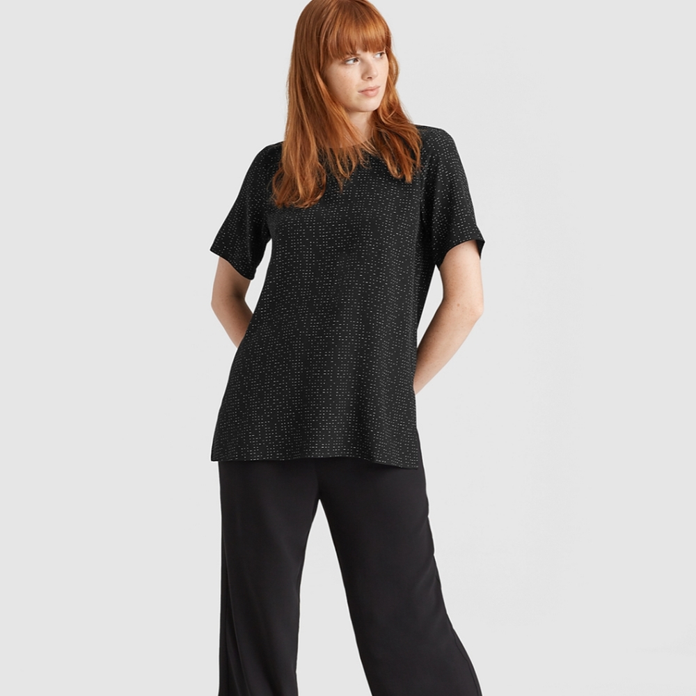 Eileen Fisher Morse Code Tencel Box Top